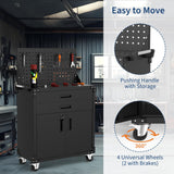 EcoSummer 35" Heavy-Duty Steel Rolling Tool Cabinet with 2 Deep Drawers & Locking Casters, Adjustable Shelves, Built-in Pegboard, Garage, Workshop, Warehouse Storage Organizer, Mobile Workbench EcoSummer