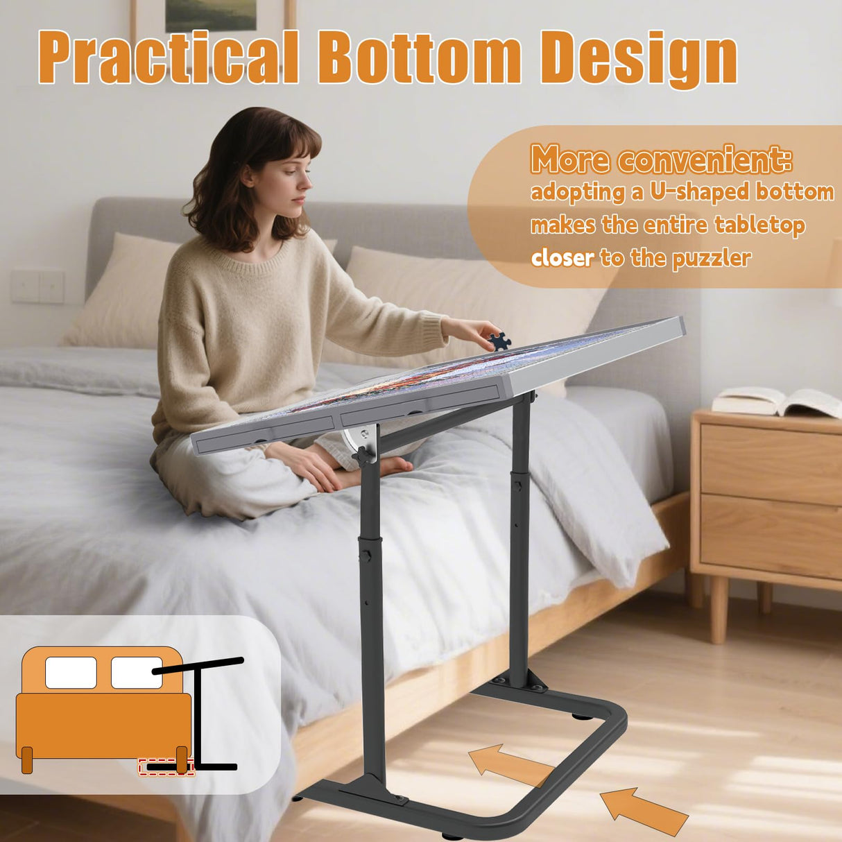 Doerpuz Puzzle Table 1500pcs,Adjustable Height and 90°up Angles Puzzle Board for Saving Storage Space,Aluminum Jigsaw Puzzle Tables for Adults with Drawers Doerpuz