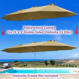 BenefitUSA 12 Ribs Umbrella Cover Canopy Replacement for 15' Double-Sided Patio Umbrella, Frame NOT Included(Taupe) BenefitUSA
