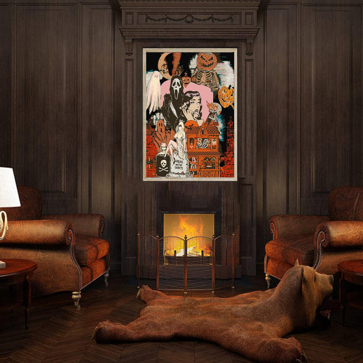 Halloween Paint by Numbers Kits for Adults - Painting by Numbers Kit Halloween, Horror Adults Paint by Number Kits on Canvas Without Frame Oil Painting Acrylic Paints for Home Wall Decor 16X20 inch ajepon