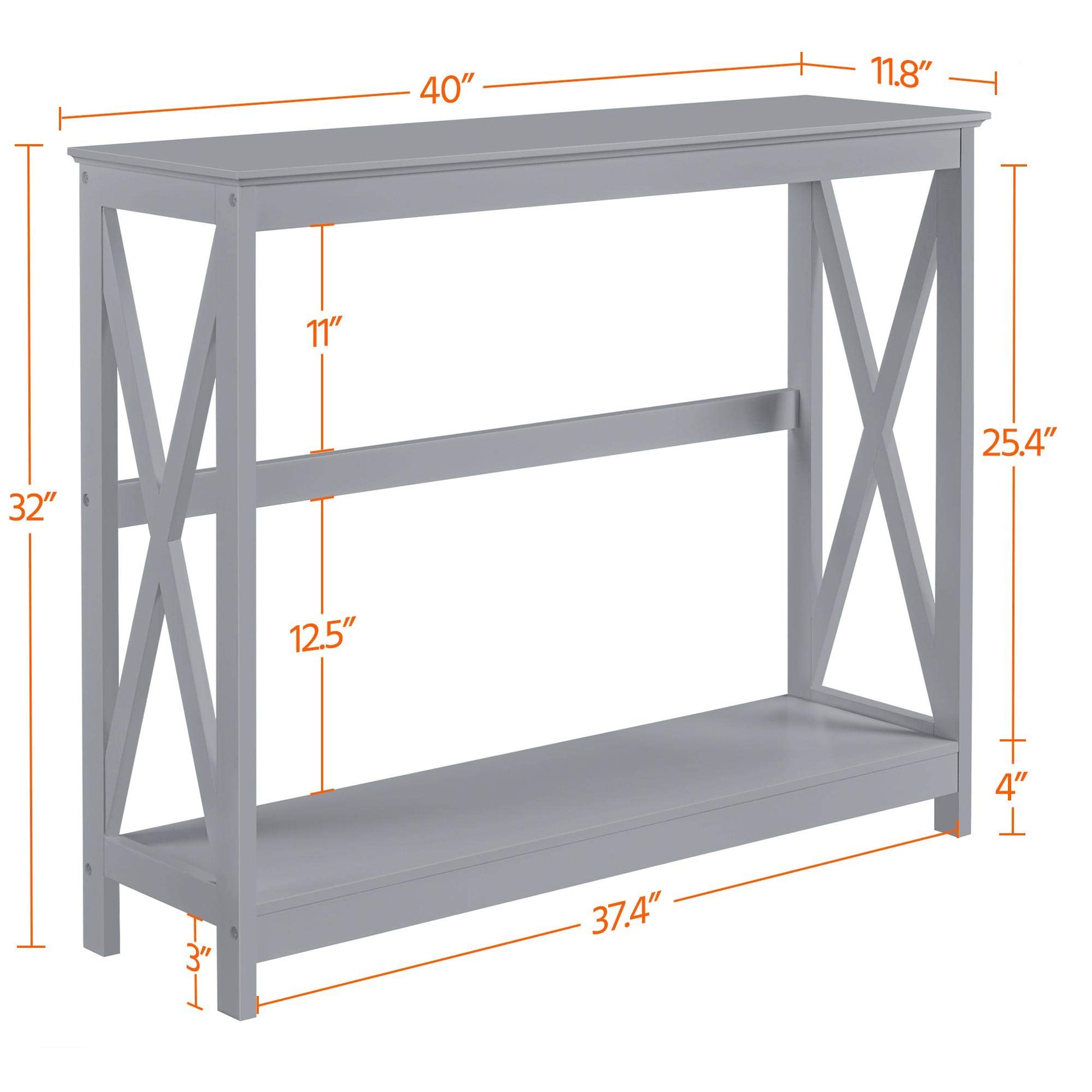 Yaheetech Grey Console Table with 2-Tier Storage for Entryway or Living Room - WoodArtSupply