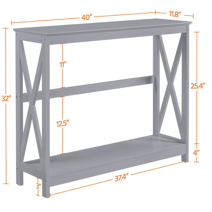 Yaheetech Grey Console Table with 2-Tier Storage for Entryway or Living Room - WoodArtSupply