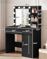 LIVELYGLOW Vanity with Lights, Makeup Vanity with Mirror, 3 Lighting Modes, for Bedroom, Black LIVELYGLOW
