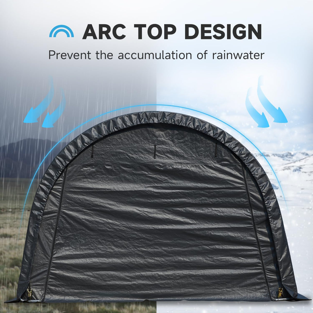 MELLCOM 12 x 24 FT Heavy Duty Carport, Portable Garage with Reinforced All-Steel Frame and Round Style Roof, Anti-Snow All Covered Car Canopy Outdoor Waterproof Storage Shelter for Car, Truck, Boat MELLCOM