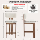 HNY 26 Inch Farmhouse Counter Stools Set of 4 with Curved Back, Modern Sherpa Boucle Upholstered Counter Height Bar Stools, Tall Kitchen Bar Chairs with Solid Wood Frame for Island Countertop, White HNY