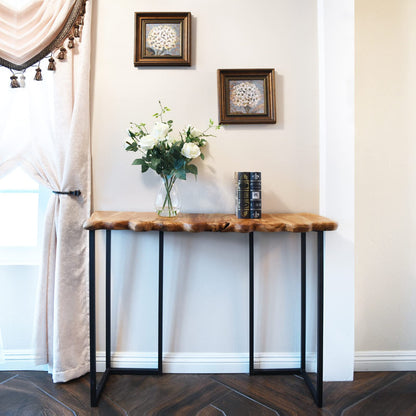 WELLAND Cedar Wood Live Edge Console Table 13" D x 42" W x 33" H - WoodArtSupply