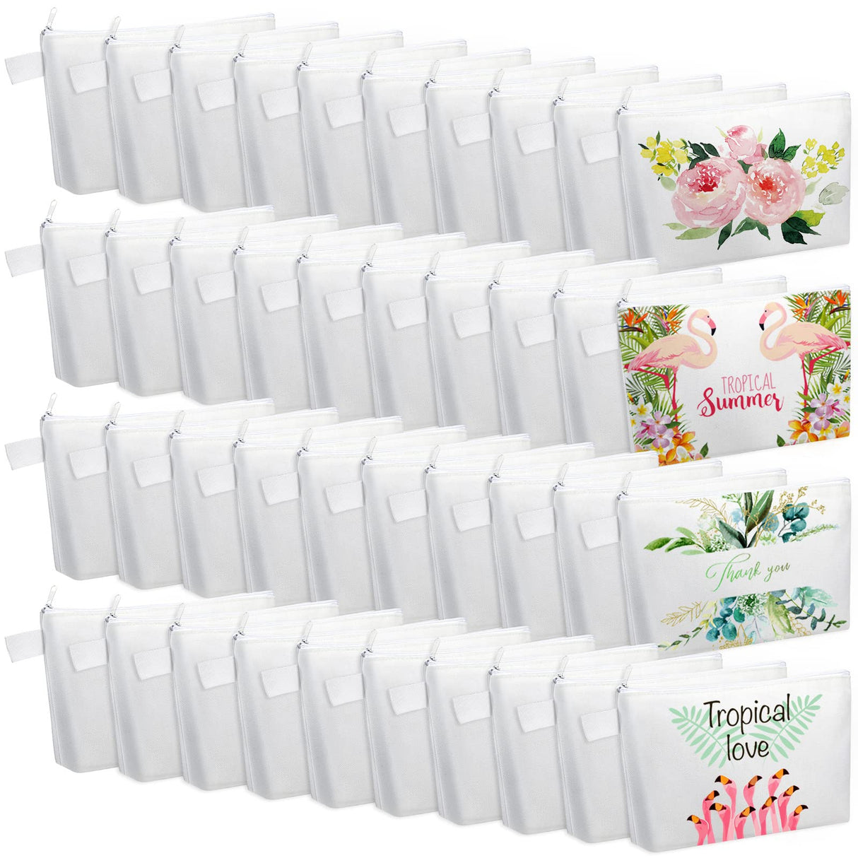 Saintrygo 40 Pcs Sublimation Makeup Bags Blank Canvas Bag DIY Heat Transfer Cosmetic Makeup Bags Sublimation Cosmetic Canvas Pouch for Travel Toiletry DIY Crafts(5 x 10 x 1.8 Inches) Saintrygo