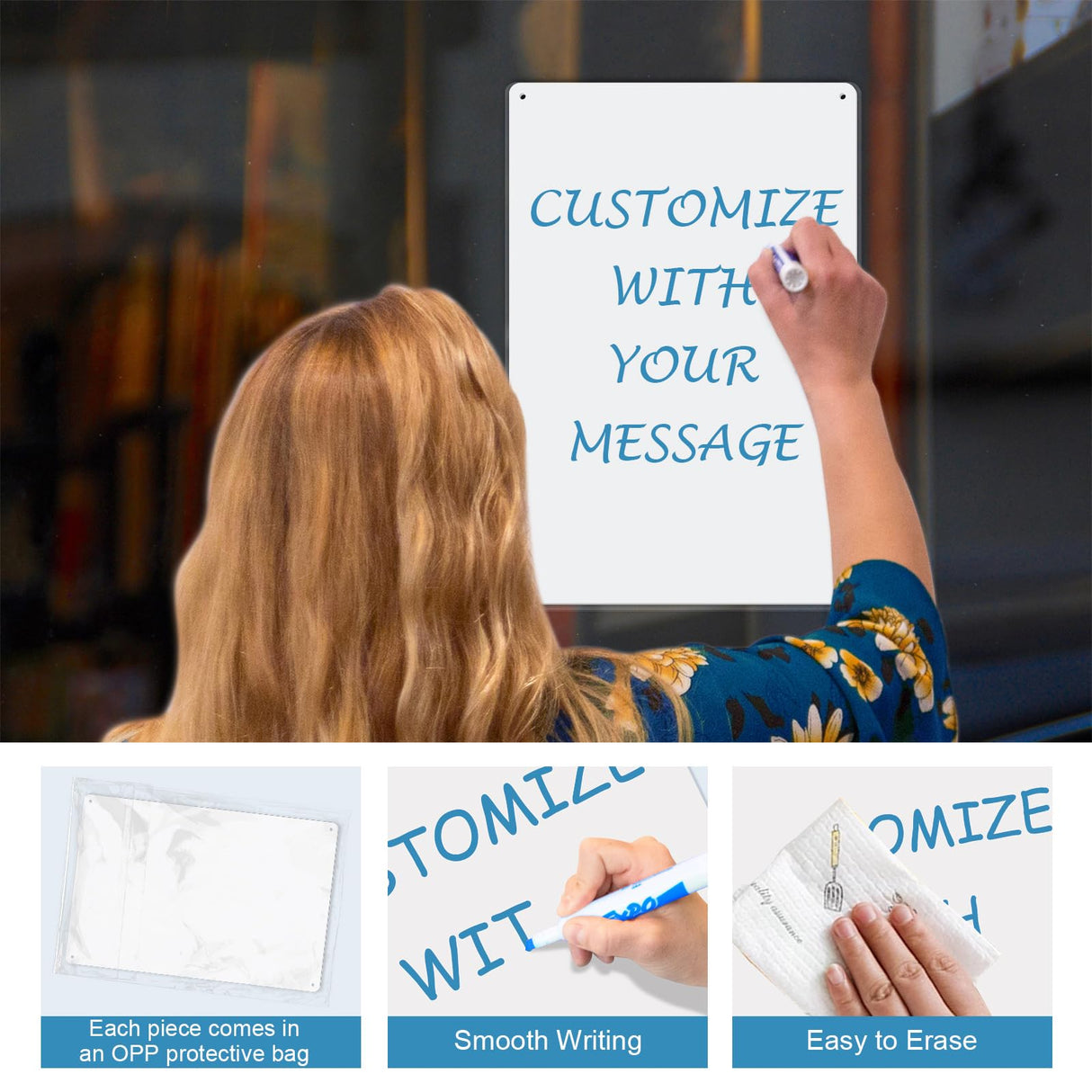 Ayifan 4-Pack White Blank Sign,Blank Metal Tin Sign,12" x 8" Rustic Style for Home Decor, Business Use, Indoor Outdoor Ayifan