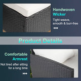 Outdoor Dining Sets 7 Pieces Patio Dining Table Set 9 Seats Rattan Outdoor Furniture Set with Glass Dining Table Sectional Sofas Ottoman Cushions for Patio Backyard Poolside Outdoor, Khaki PayLessHere