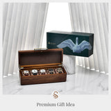 Shanik Wooden Watch Box for Men - Personalized Storage with 5 Slots for Watches, Soft Velvet Pillows, Natural Acacia Wood Without Engraving Shanik