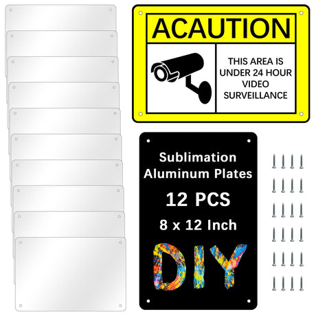 12 pcs 8 X 12 inch sublimation metal sign blanks, Aluminum sublimation sign blanks Heat Transfer blank metal sign,sublimation yard sign blanks,sublimation photo blanks for Advertising Sign,Wall Decor LIZOIDZSM