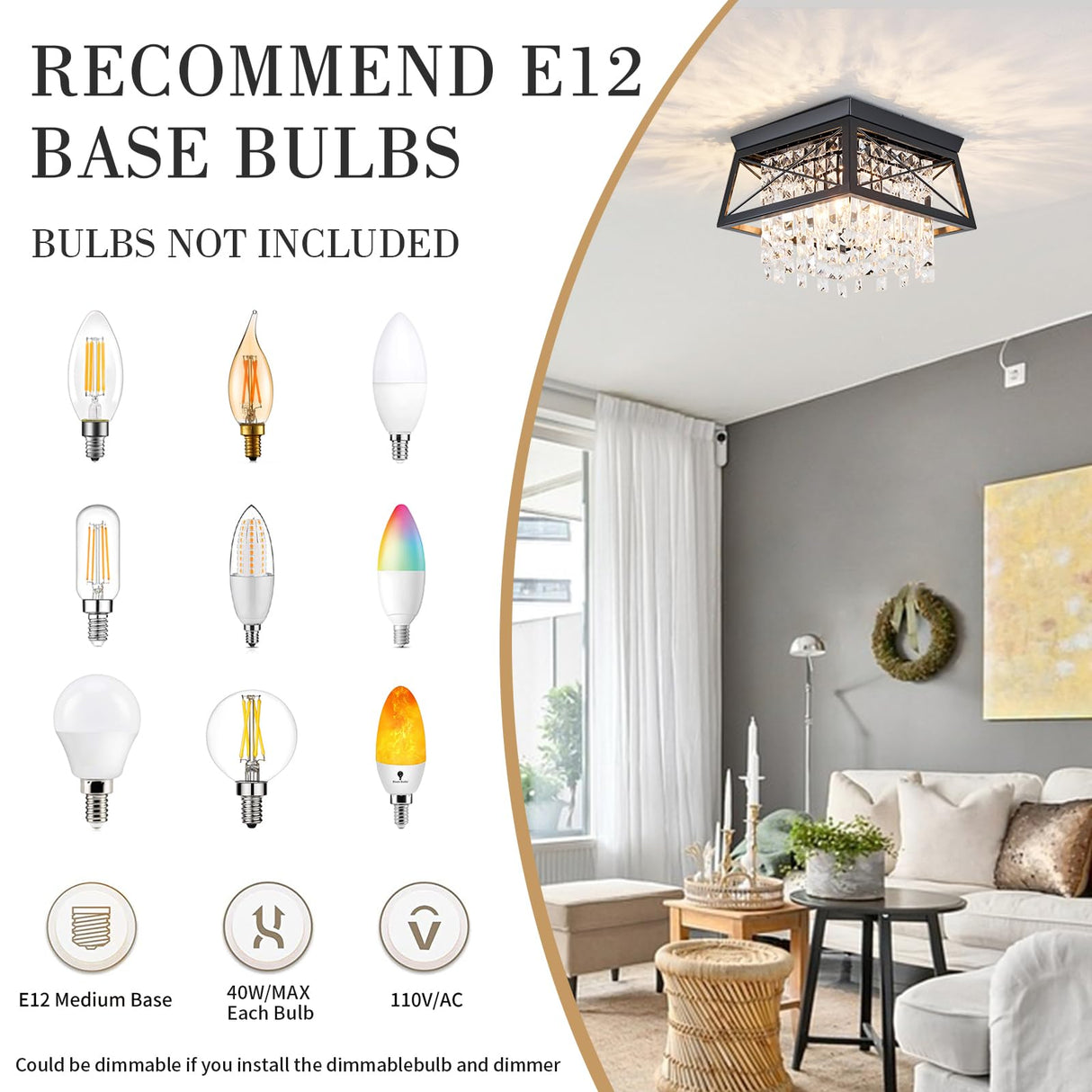 Crystal Flush Mount Ceiling Light, 11.8 inch 4-Light Black Farmhouse Lighting Metal Ceiling Light, Modern Trapezoid Hallway Light Fixtures Ceiling Mount for Bedroom Kitchen Laundry Entryway Foyer Ejerlya