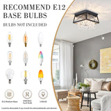 Crystal Flush Mount Ceiling Light, 11.8 inch 4-Light Black Farmhouse Lighting Metal Ceiling Light, Modern Trapezoid Hallway Light Fixtures Ceiling Mount for Bedroom Kitchen Laundry Entryway Foyer Ejerlya