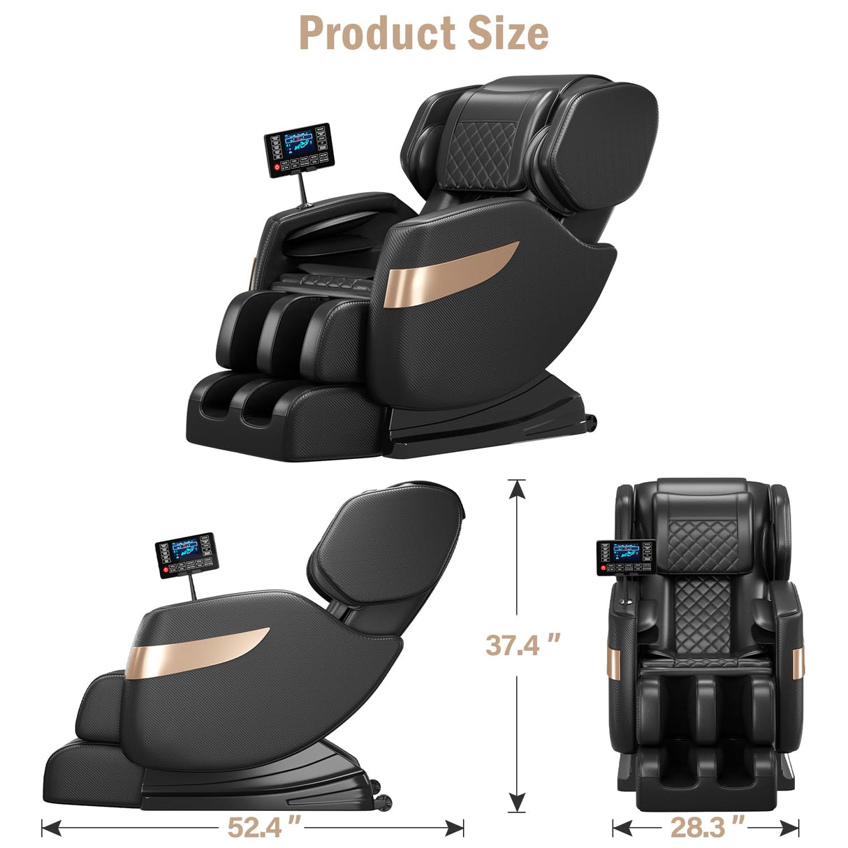 Massage Chair Full Body,Zero Gravity Recliner with Shiatsu Massage, Massage Recliner Chair with Airbags, Foot Massage, LCD Control, Waist Heater, Bluetooth,Suitable for 5.1-5.7Ft Height (Black) AOVOJRM