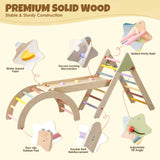 Pikler Triangle Set 7in1 Montessori Climbing Set, Foldable Climbing Toys for Toddlers 1-3 Inside, Wooden Pikler Triangle Climbing Set with Arch&Ramp&Ladder, Pickler-3 Piece Baby Climbing Gym Indoor Takeeyce