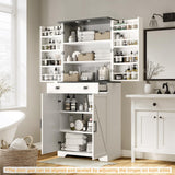 Teekyooly 72" Tall Farmhouse Kitchen Pantry Cabinet, Large Storage Cabinet with 6 Adjustable Shelves, 4 Barn Doors & Drawer for Bathroom, Dining Room, Off White Teekyooly