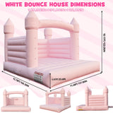 13.8FT White Bounce House Jump Castle for Kids, 100% PVC Indoor Outdoor Inflatable Bounce House, Heavy Duty 750W Air Blower Commercial Bounce House with 2 Balls, Self-Decorated for Party Gaonala