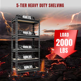 5 Tier Heavy Duty Garage Storage Shelving: Adjustable Metal Utility Shelving Rack for Basement, Pantry, Closet, Garage Storage Organization - 2,000lb Capacity (59"x28"x12") BIG RED