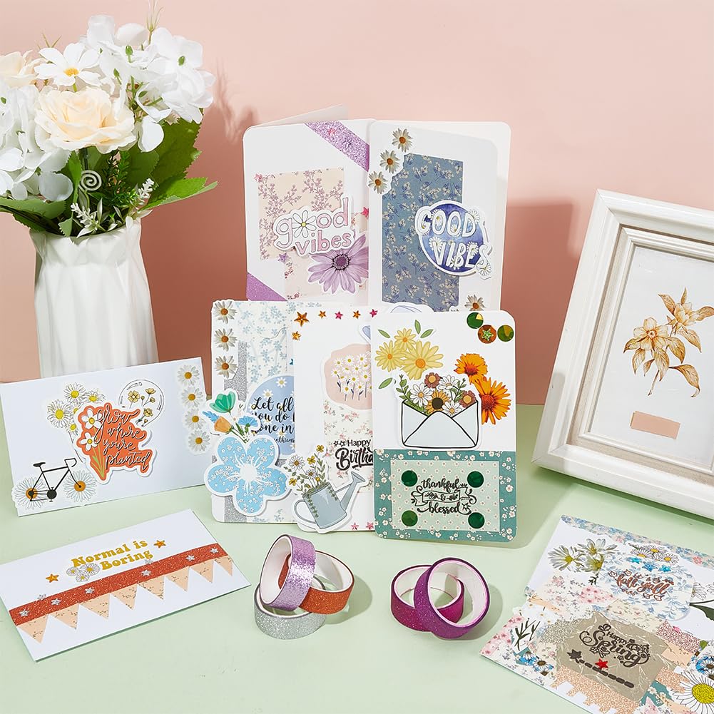 WEBEEDY 25 Sets DIY Greeting Card Making Supplies Daisy Theme Card Making Kit 3 Styles Blank Cards and Envelopes Stickers with Stamp Set for Birthday Wedding Congratulation Thanksgiving Mother's Day WEBEEDY