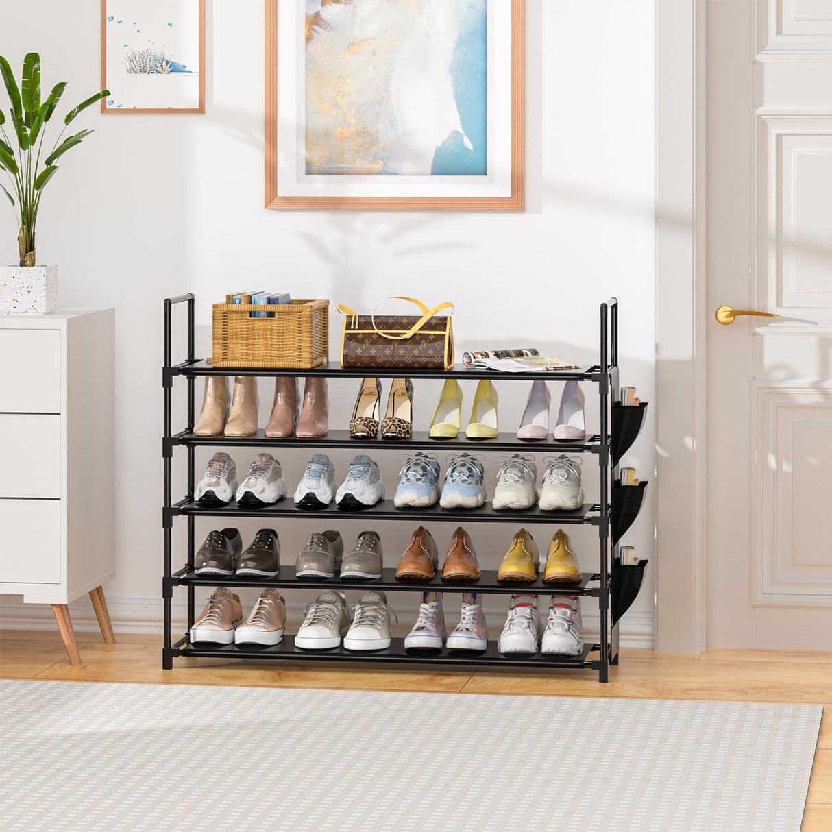 OYREL Shoe Rack 5 Tier Shoe Organizer Shoe Storage 20-25 Pairs Shoe Rack for Closet Shoe Rack Organizer Entryway Shoe Holder Space Saving Shoe Shelf Shoe Stand Large Tall Shoe Tower Garage Door OYREL