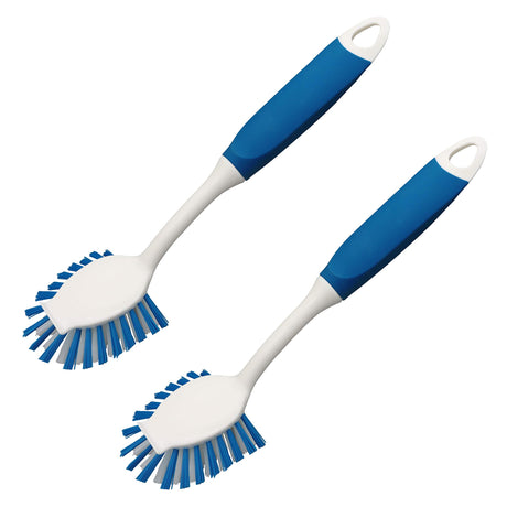 PHYEX 2-Pack Kitchen Diffusion Type Scrub Brush for Cleaning Dishes Pots Pan Sink and Bathroom with Comfortable Long Handle PHYEX