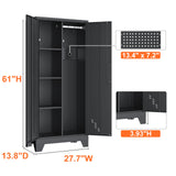 Storage Cabinet 61" H, Metal Outdoor Sheds with Shelves for Tools Storage, Cleaning Supplies Closet with Removable Pegboard for Outdoor, Garage, Utility Room METALREAD