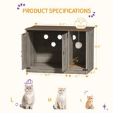 Hzuaneri Cat Litter Box Enclosure, Hidden Litter Box Cabinet Furniture with Cat Bell, Indoor Cat House, Farmhouse Style, 31.5 x 19.7 x 20.9Inches, for Hallway, Bedroom, Light Ivory CB82405X Hzuaneri
