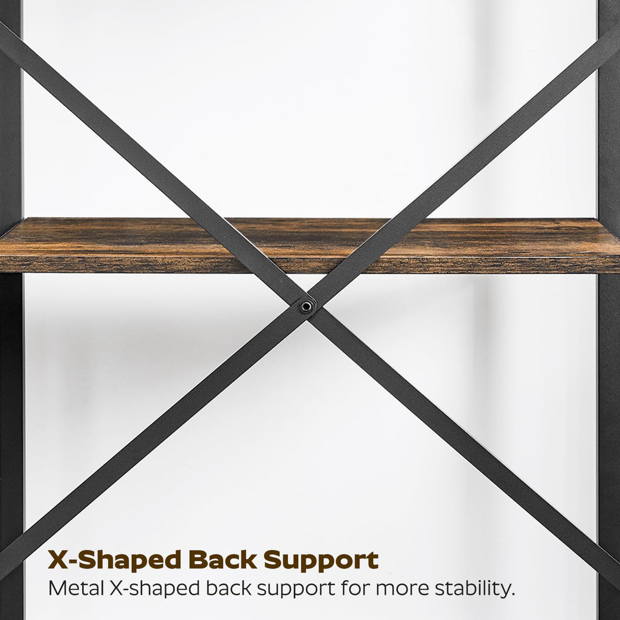 YATINEY Bakers Rack with Power Outlets, 4 Tier Microwave Stand, Coffee Bar Station with 6 S-Shaped Hooks, X-Shaped Back Support, for Kitchen, Dining Room, Living Room, Rustic Brown and Black HB21BR YATINEY