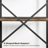 YATINEY Bakers Rack with Power Outlets, 4 Tier Microwave Stand, Coffee Bar Station with 6 S-Shaped Hooks, X-Shaped Back Support, for Kitchen, Dining Room, Living Room, Rustic Brown and Black HB21BR YATINEY