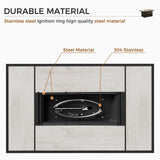 Grand patio 8-Piece Patio Furniture Set with 47" Fire Pit Table, Outdoor Conversation Set & 50,000 BTU 47 Inch Rectangle Propane Fire Pit with Water Resistant Blue Thick Cushions, Brown Grand patio