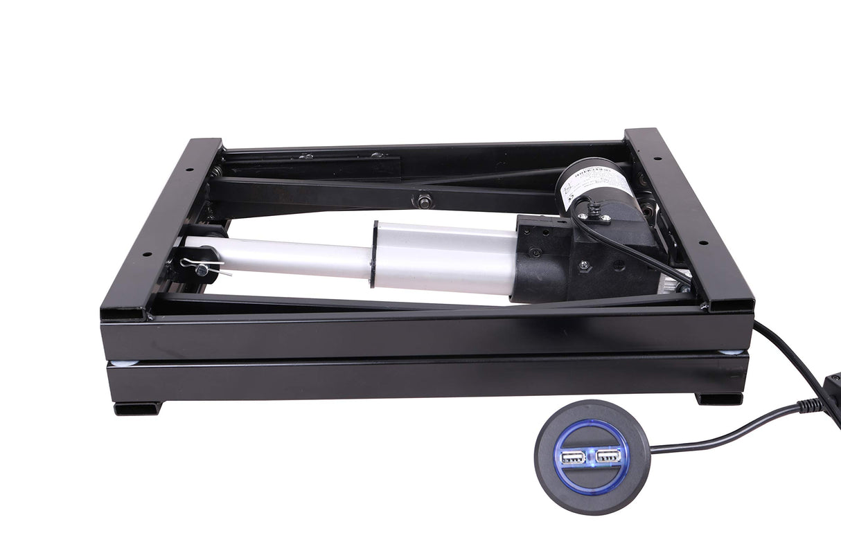 ECLV 17'' Electric Manual Control Button Dining Table Coffee Table Lift,Black,110V-240V,Working Platform Computer Desk Electronic Scissor Lift ECLV