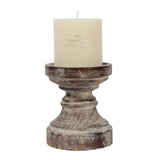 SOFE Decorative Pillar Candle Holder, Rustic Wood Candle Holders for Table Centerpiece, Handmade Farmhouse Candle Holders, Antique Wooden Candlestick Holders Gift for Wedding, Party, Home SOFE