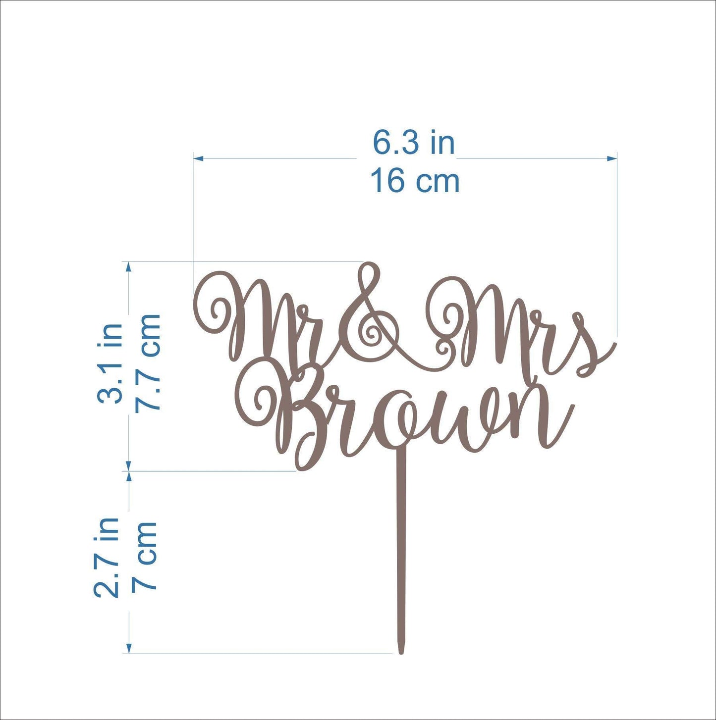 Mr and Mrs Wedding Cake Topper, Custom Rustic Decoration, Personalized Calligraphy Wooden Cupcake with Your Last Name, Customized Topper, Bride & - WoodArtSupply