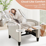 ANJ Push Back Recliner Chair, Soft Fabric Lounge Armchair,Wingback Recliner Single Sofa Chair with Steel-Reinforced Frame，Adjustable Pushback Chair for Living Room, Beige ANJ