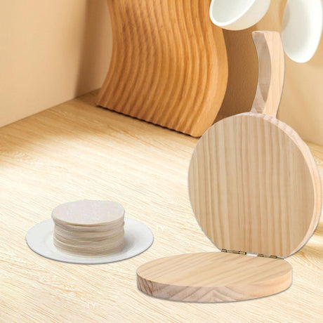 5 Inch Round Wooden Tortilla Press Maker Hardwood Mexican Tortillera Presser,Wood Flour Tortilla Press for Homemade Mexican Tortillas, Roti, Burritos, Taco - Shiny Wood Leefasy