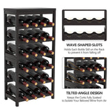WRONWA 24 Botttle Wine Rack Freestanding Floor, 6 Tier Wine Rack Shelf with Table Top, Bamboo Wine Rack, Wine Storage Shelves Kitchen Bar Dining Room Living Room - Dark Brown WRONWA