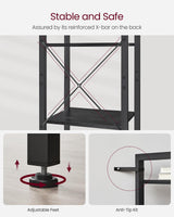 VASAGLE 6-Tier Tall Bookshelf, Narrow Bookcase with Steel Frame, Skinny Book Shelf for Living Room, Home Office, Study, 11.8 x 15.7 x 73.8 Inches, Industrial Style, Ebony Black and Black ULLS101B56 VASAGLE