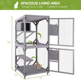 GUTINNEEN Cat House Outdoor Cage Cat Enclosure on Wheels,Large Wooden Kitty Catio with Resting Box,PVC Layer GUTINNEEN