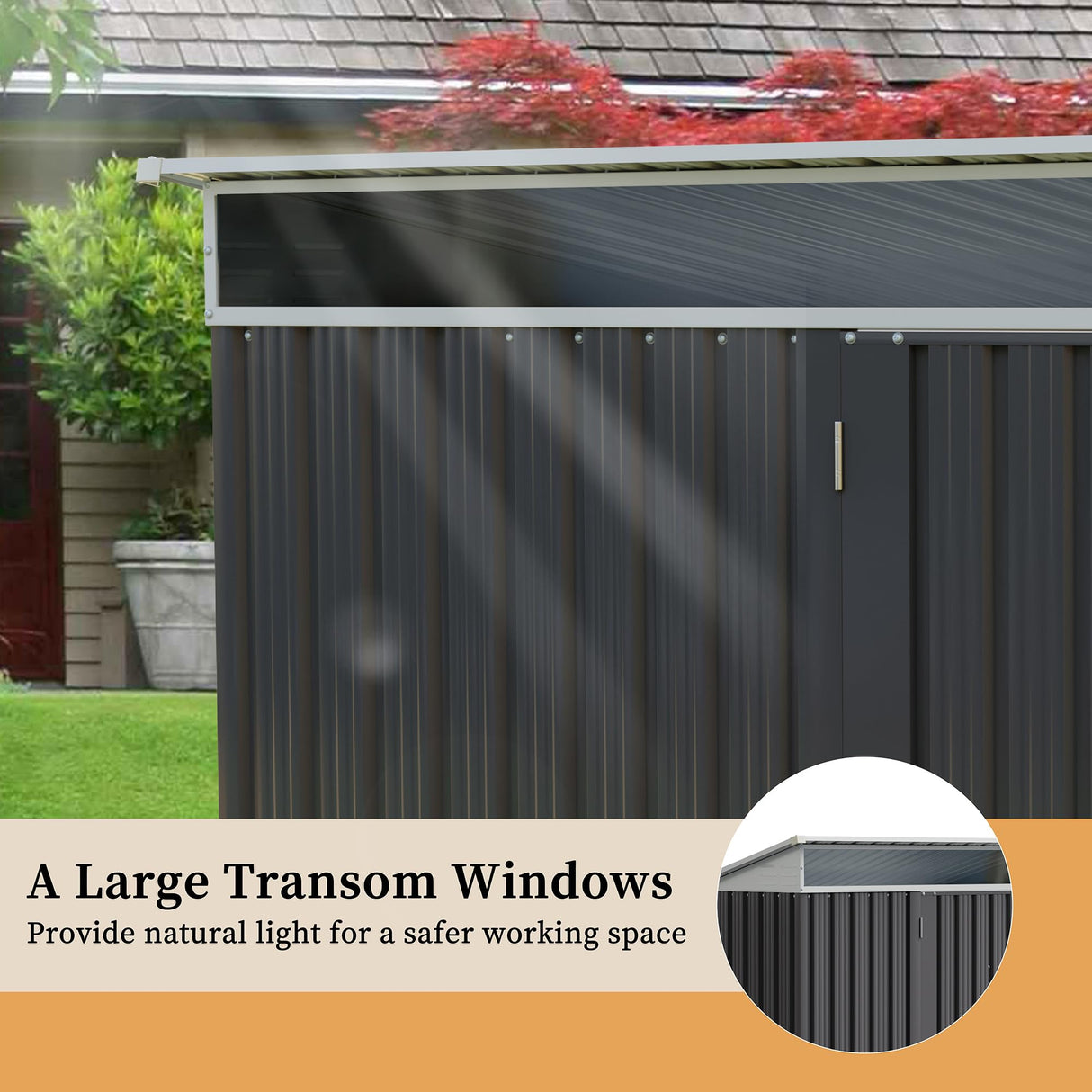 Vongrasig 5 x 3 FT Outdoor Storage Shed, Metal Shed Small Garden Tool Storage Shed with Large Window and Lockable Door for Outside Backyard Patio Lawn (Dark Grey) Vongrasig