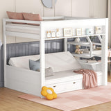 Harper & Bright Designs Wooden Bunk Bed,Full Over Full Bed with Drawers and Staircase for Storage, Multi-Functional Convertible Full Size Daybeds Futon Bed, No Box Spring Needed,White Harper & Bright Designs