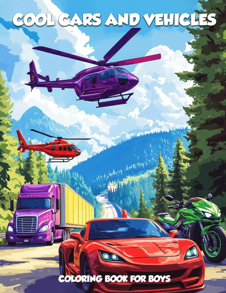 Cool Cars and Vehicles Coloring Book for Boys: The Vehicle Lover Collection Coloring Pages, Perfect for Relaxation and Stress Relief. WoodArtSupply
