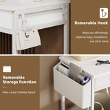 KAI-ROAD White Vanity Table with Lighted Mirror - 40“ Makeup Vanitys with Lights, Fabric Drawers & Power Outlet, Dressing Table Vanities Chair Set for Girls Bedroom KAI-ROAD