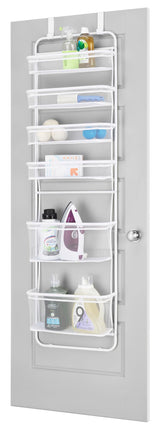 Whitmor Over The Door Organizer - 6 Sections - Pantry, Bathroom, Accessory Organizer - Metal and Mesh - White Whitmor