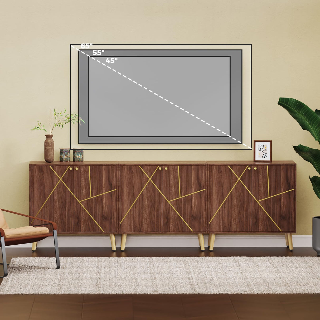 Vrullu Storage Cabinet, Free Standing Buffet Cabinet, Morden Sideboard and Buffet Storage, Wood Accent Cabinet for Living Room, Hallway, Entryway (1, Brown) Vrullu