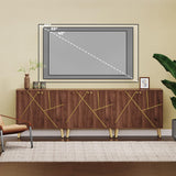 Vrullu Storage Cabinet, Free Standing Buffet Cabinet, Morden Sideboard and Buffet Storage, Wood Accent Cabinet for Living Room, Hallway, Entryway (1, Brown) Vrullu