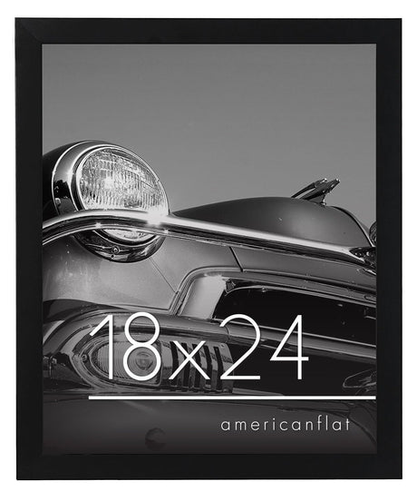 Americanflat 18x24 Poster Frame with Polished Plexiglass - Black Picture Frame - Wide Photo Frames Made of Engineered Wood for Vertical or Horizontal Wall Display - Epic Collection - Black Americanflat