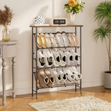 JZM Shoe Rack Storage, Narrow 4 Tier Metal Shoe Storage Shelf, Free Standing Shoe Racks, Space Saving Shoe Rack Organizer for Entryway, Hallway, Bedroom, Living Room(12-16 Pair) JZM