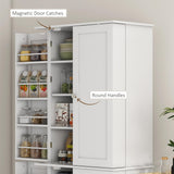 HOMCOM 65" Kitchen Pantry Cabinet, Modern Storage Cabinet with Doors and Shelves, Freestanding Cupboard for Dining Room, White HOMCOM