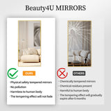 Beauty4U 65" x 24" Full Length Mirror with Stand, Gold Wall Mounting Full Body Mirror, Metal Frame Full-Length Tempered Mirror for Living Room, Bedroom Beauty4U