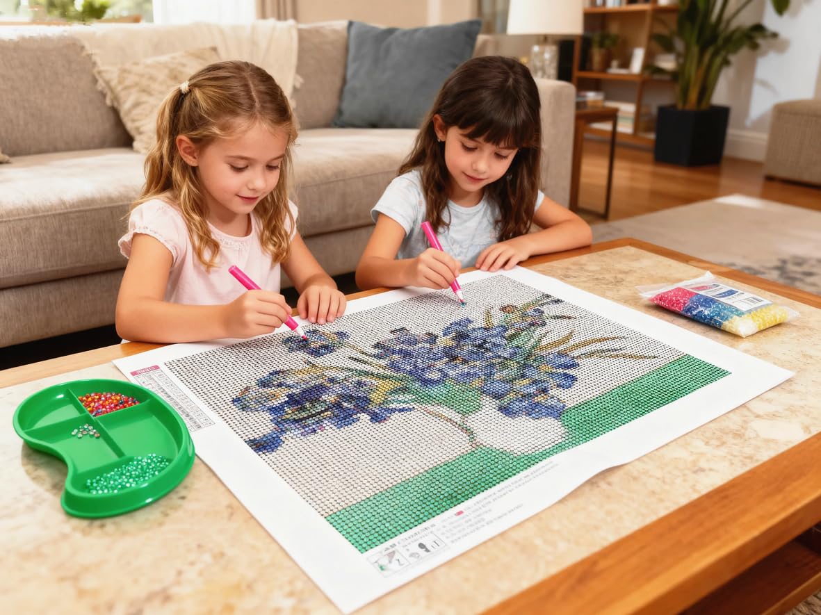 NIHO-JIUMA Diamond Painting Kits Irises, DIY 5D Full Drill Diamond Art Gift for Adult/Teen, Home Decoration (30 X 40 cm / 12 X 16 inches) NIHO-JIUMA